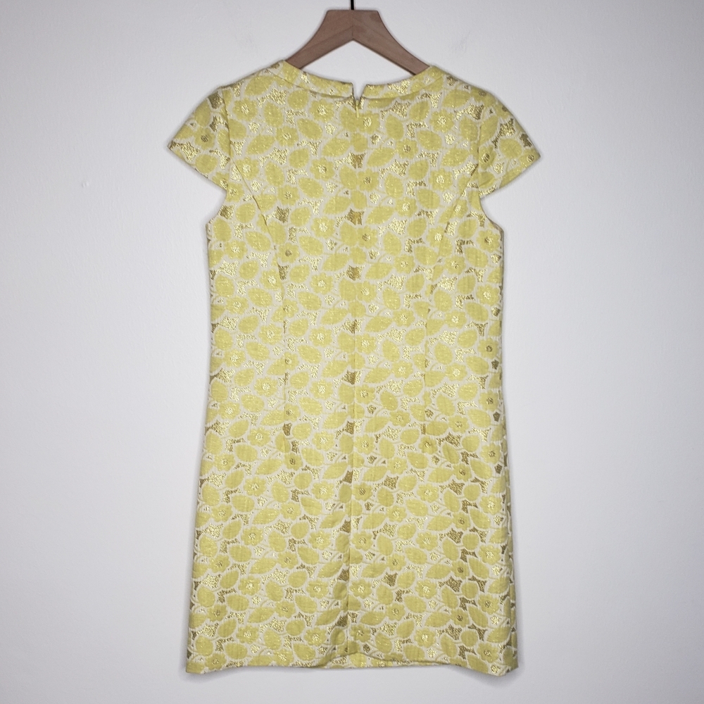 Vera Wang Dress Yellow Gold 4 Shift Brocade Mod - Picture 5 of 11
